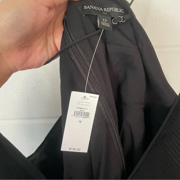 NWT Banana Republic Pleated Maxi Adjustable Straps Black Dress Size 12 - Picture 11 of 14